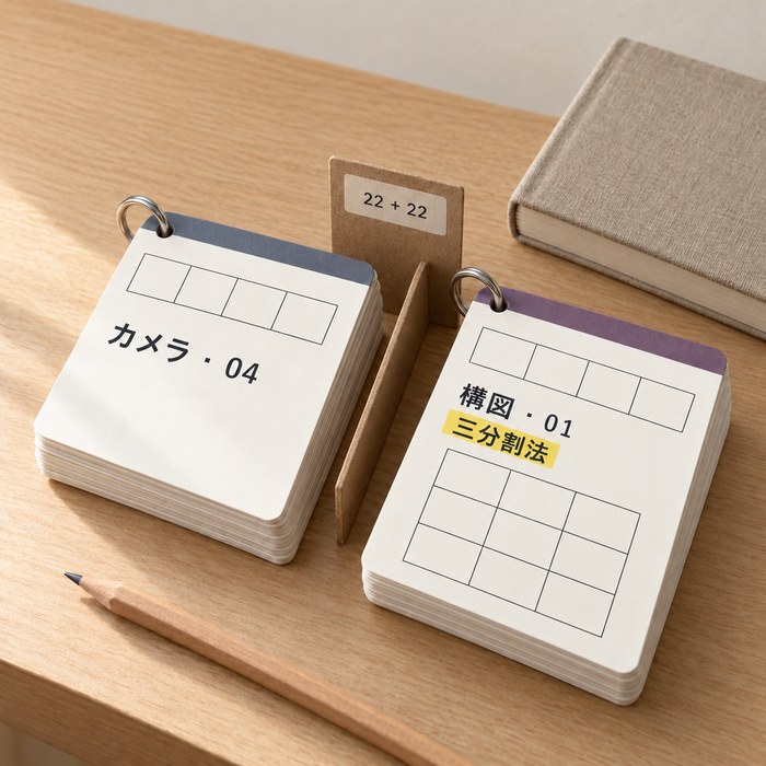 カメラカードと構図カードの2つの束