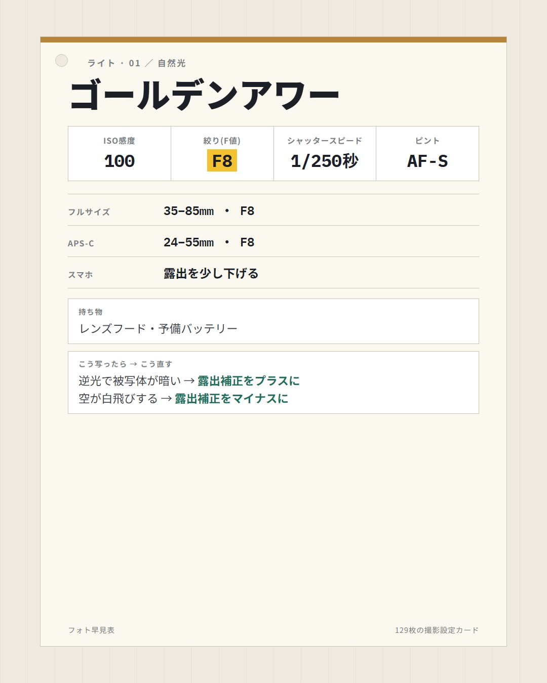 光のカード：ゴールデンアワー